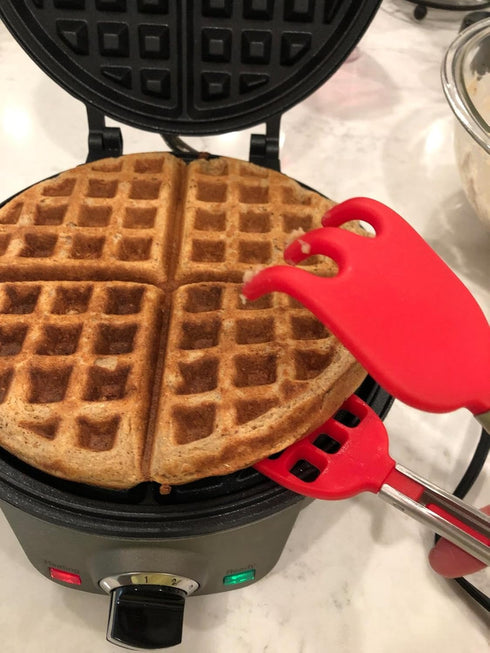 Waffles Batter Dispenser & Waffle Tongs Combo Set, Perfectly Fluffy Waffles, Batter Measuring Separator for Pancakes