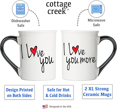 Wedding Gifts for Couples, Set of 2 I Love You More Coffee Mugs, Engagement Gift Ideas for Men/Women