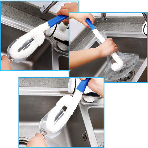 3 400 Pieces Decanter Cleaning Brush Flexible Bottle Scourer and Pieces Reusable Decanter Cleaning Beads Household