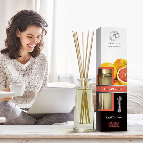 Reed Diffuser Grapefruit 3.4 Fl Oz | Aromatherapy Air Freshener with Grapefruit Essential Oil for Home Fragrance