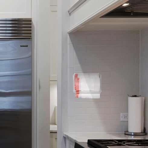 Extra Large Trash Bag Dispenser Roll Holder, Wall Mount Acrylic Garbage Bag Dispenser Roll Holder for Kitchen Cabinet