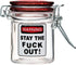 Airtight Glass Herb Mini Storage Jar with Clamping Lid, Choice of Design (Stay the F Out, Small)
