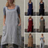 VLZUFE Cotton Linen Apron for Women, Cross Back Pinafore Dress for Baking, Cooking, Gardening Work