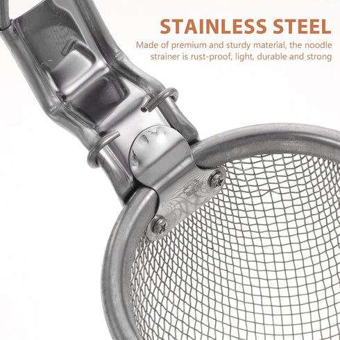 Kichvoe Stainless Steel Noodle Strainer Mesh Pasta Basket Spaghetti Boiling Basket Fine Wire Mesh Sieve Cooking Frying Spider Spoon for Pasta Ramen Deep Fried Foods Dumpling