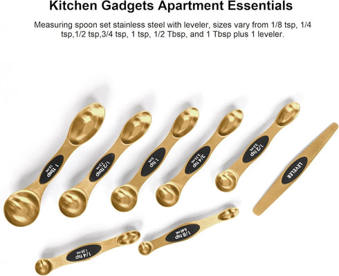Magnetic Measuring Spoons Set, Stainless Steel with Leveler, Stackable Tablespoon for Baking and Measuring