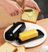 Nucookery Ceramic Butter Dish with Lid, Non-Slip Strip Design, Dishwasher Safe, Black