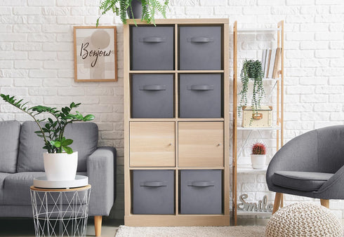 Sorbus Fabric Storage Cubes, 6 Foldable Storage Bins for Organizing Pantry, Toy Box, Clothes Storage & Closet Organizer