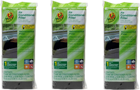 Duck Brand Replacement Air Conditioner Foam Filter, 24-Inch x 15-Inch x 1/4-Inch (3 Pack)