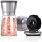 Herda 304 Brushed Stainless Steel Salt and Pepper Grinder - Adjustable Ceramic Shaker, Tall Glass Mill (2Pcs)