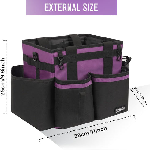 SCAVATA Compact Wearable Cleaning Caddy, Small Cleaning Caddy Supplies Organizer with Handle & Shoulder Straps