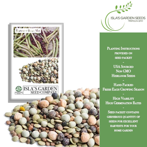 40+ Packet, Rainbow Bean Mix Sprouting Seeds, Adzuki, Garbanzo, Green Pea, & Lentil, Heirloom Seeds in Mixture Per Non