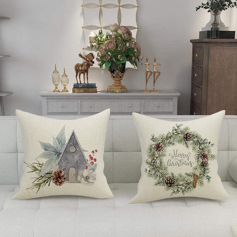 Christmas Pillow Covers 20x20 inch Set of 4, Farmhouse Decorative Throw Pillow Cover for Winter Holiday Décor
