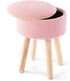 BRIAN & DANY Vanity Stool, Sherpa Vanity Stool Chair with Storage, Round