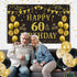 Trgowaul 60th Birthday Backdrop - Gold and Black 5.9 x 3.6 Fts Happy Birthday Party Decorations Banner