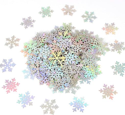 Vofrise 200PC Iridescent Snowflakes Confetti for Winter Wonderland Party Decorations Snowflake Table Scatter