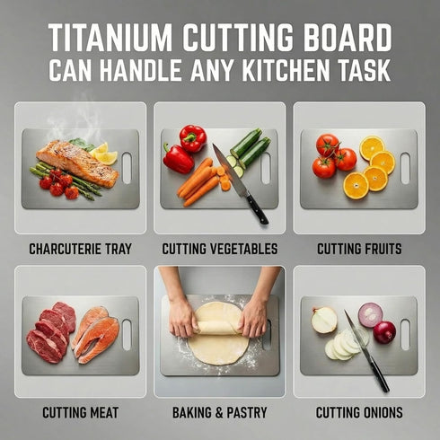 2026 100% 15.3"x11" Titanium Cutting Board - New Pure Titanium Cutting Boards, Food-Grade,Non-Slip Surface, Dishwasher