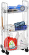 Yieach 3 Tier Rolling Cart with Wheels, Clear Narrow Bathroom Storage Cart for Small Spaces