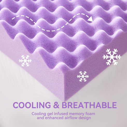 SINWEEK 2 Inch Egg Crate Memory Foam Mattress Topper - Twin XL, Pressure Relieve CertiPUR-US Certified, Purple