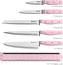 hecef Kitchen Knife Set with Magnetic Strip, 6 pcs Professional Knives Set for Kitchen, 13-inch Magnetic Strip Stainless Steel Sharp Chef Knife Set with Pink Handle for Cutting Meat & Vegetable by hecef