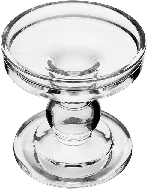 Yeeco Glass Candle Holder, 3.5" Tall Pillar Candle Holders Set of 2 for Wedding Dining