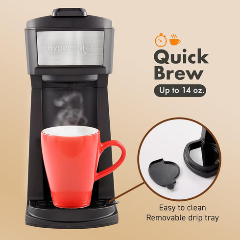 EHC210N 8, 10 12oz Elite Gourmet HyperChiller Iced/Hot Coffee Maker, K-Cup or Coffee Grounds, or Pours, Removable K-Cup