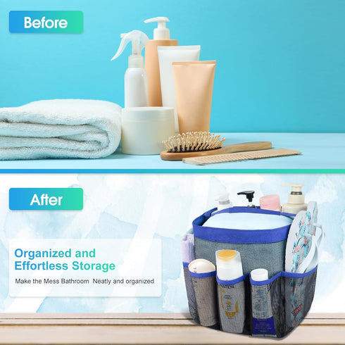Attmu Portable Mesh Shower Caddy for College Dorm Room Essentials, 8 Pockets, Quick Dry