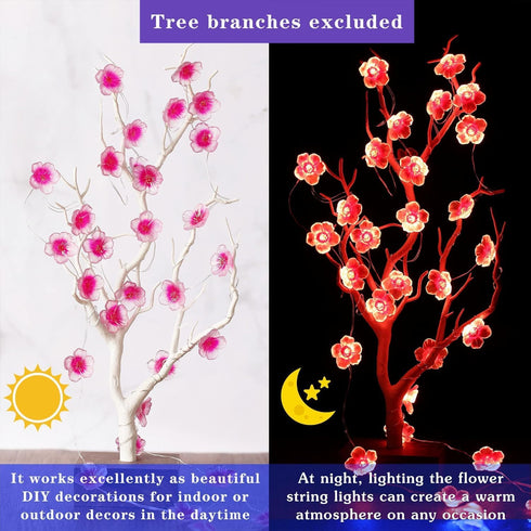 16 13 40 Day(1 Mudder Colors Cherry Blossom Decor Flower String Lights, Fairy Pink Light String with Timer ft LEDs USB