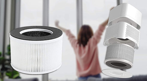 Flintar True HEPA Replacement Filter, Compatible with hOmeLabs Home 4-in-1 Compact HEPA Air Purifier, 2-Pack