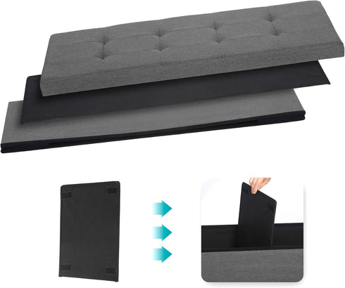 43Inches 660 lbs, ZenStyle Storage Ottoman Bench, Folding Footrest Padded Seat, Storage Chest Long Shoes Bench