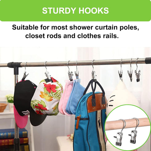 Boot Hangers Clips - 16 Pack Heavy Duty Laundry Hooks for Closet Organizer, Travel Pants Socks Handbags