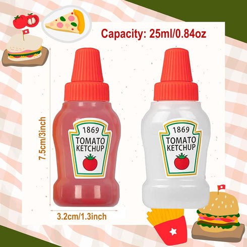 4 1 oz Pieces Mini Ketchup Bottle for Bento Box Accessories, Condiment Squeeze Bottles Empty Plastic Salad Dressing