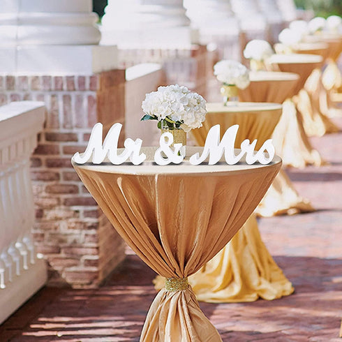 VIOPVERY Large White Mr and Mrs Sign for Wedding Table, Wooden Letters with Just Married Banner