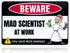 Mad Scientist at Work Tin Sign - Funny Science Wall Decor, Metal Posters for Classroom, Gifts for Adults
