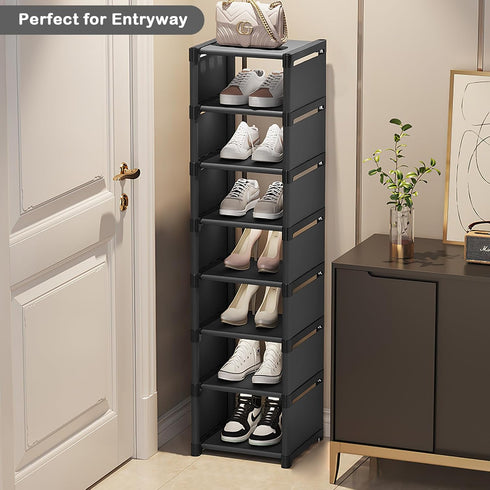 8-Tier Closet, Tall Corner Shoe Rack for Entryway Corner Narrow Shoe Shelf Space Saving Corner Shoe Storage Organizer