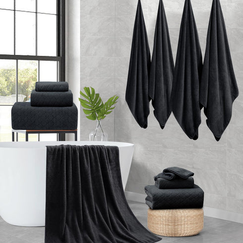 Set 12 (4 Towels,4 Towels,4 100% Pack Luxury Bath Towels - Piece Large Bath Hand Washcloths), Microfiber,Extra
