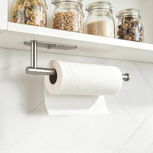Paper Towel Holder Under Cabinet - Self Adhesive Paper Towel Roll Holder Wall Mount, Gewtur Stainless Steel Paper Towel