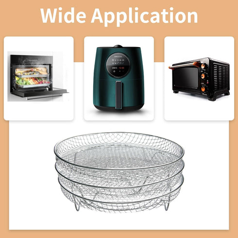 Air Fryer Racks, 11Pcs Universal Accessories, 3 Layer Stackable Dehydrator Racks with Oil Brush & Clamp