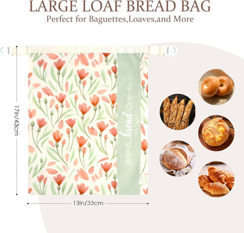 2 Pack 44.2 inches, Bread Bags for Homemade Bread, Reusable Beeswax Linen Cotton Sourdough Bag, Freezer Safe, Large