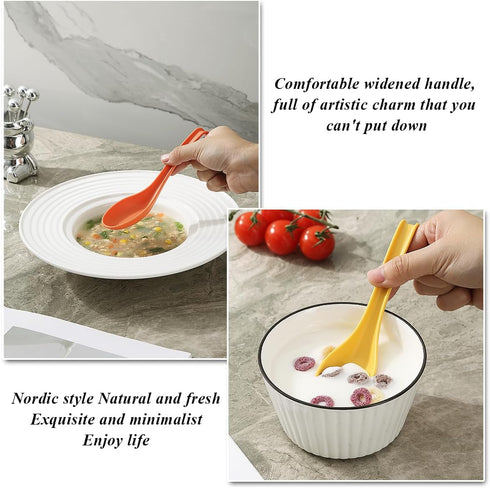 Kyraton 24 Pieces Soup Spoons, Reusable Plastic Table Spoon, Sturdy Asian Dinner Spoon, BPA Free