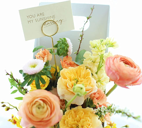 H&W 40PCS Golden Ring Loop Card Holders 12''L Round Shape Floral Picks Clips for Wedding & Flower Arrangements