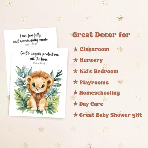 LARTSFRO 10x8 Inch Set 4 Woodland Nursery Animals Bible Verse Decor Wall Art Prints Poster, Cute Baby Forest Nursery