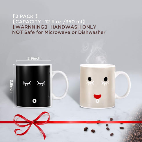 IPOW 2 Pack Color Changing Magic Mug, Heat Sensitive Ceramic Coffee Mugs, 12 Oz