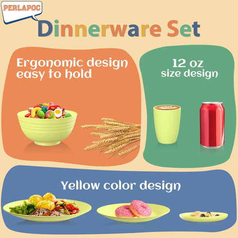 Set 40-Piece 8 Set Sets Set Set Wheat Straw Dinnerware Service for Unbreakable Dishes Plates and Bowls Drinking Glasses