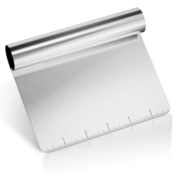 Bench Scraper Kitchen Tool – Multipurpose Pastry Scraper with Measuring Scale, Pizza & Bread Dough Cutter, Stainless