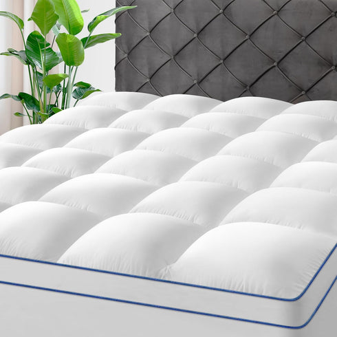 KAYFIA Queen Mattress Topper, Extra Thick Plush Pillow Top Mattress Pad Cover with 8-23 Inch Deep Pocket, White