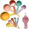 Plastic Measuring Cups and Spoons Set - 10 Pcs Colorful Kitchen Measuring Tools, Engraved Metric/US Markings, Stackable