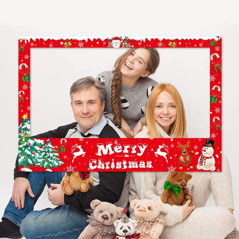 Christmas Photo Booth Props Frame, Party Supplies for Xmas/Winter/Holiday New Year Decorations