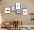 6Pcs Sailboat 12"x16" Vintage Transportation Nursery Wall Art Navy Blue Hot Air Balloon Biplane Train Truck Pictures