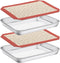 Baking Sheet with Silicone Mat Set of 4, Deedro Stainless Steel Cookie Sheet with Non-Toxic Baking Mats.