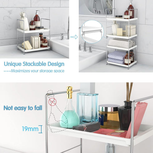 2-Tier Countertop Kitchen Spice Rack Standing Shelf-Bathroom Organizer-Vanity Tray Cosmetic & Makeup Storage,Perfect